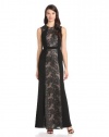 BCBGMAXAZRIA Women's Linden Leaf Embroidered Gown