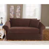 Sure Fit Stretch Pique 3 Piece Sofa Slipcover, Chocolate