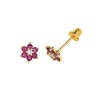 14K Yellow Gold Plated 6.3mm(H)x5.7mm(W) Flower July CZ Stud Earrings with Screw-back for Children & Women