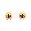 14k Gold Plated Red Ladybug CZ Children Stud Earrings with Screw-back