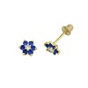 14K Yellow Gold Plated 6.3mm(H)x5.7mm(W) Flower September CZ Stud Earrings with Screw-back for Children & Women