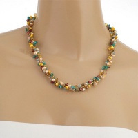 Chuvora Genuine Multi-Colored Cultured Fresh Water Pearl with Crystal Silk Thread Cluster Necklace 16''- 18'' Princess Length Chuvora Genuine Multi-Colored Cultured Fresh Water Pearl with Crystal Silk Thread Cluster Necklace 16''- 18'' Princess Length