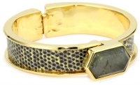 KARA by Kara Ross Narrow Hexagon with Chartreuse Ring Lizard Cuff Bracelet KARA by Kara Ross Narrow Hexagon with Chartreuse Ring Lizard Cuff Bracelet