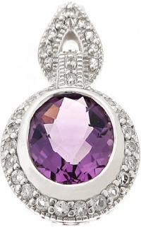 CleverEve Designer Series Sterling Silver Pendant w/ Amethyst Center & Pave Set White Topaz CleverEve Designer Series Sterling Silver Pendant w/ Amethyst Center & Pave Set White Topaz