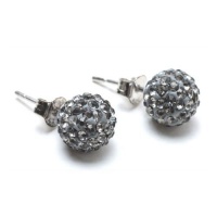 Bling Jewelry Grey Crystal Shamballa Inspired Ball Studs 925 Silver Bling Jewelry Grey Crystal Shamballa Inspired Ball Studs 925 Silver