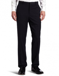 Perry Ellis Men's Portfolio Slim Fit Flat Front Mini Stripe Pant, Blue, 36x32