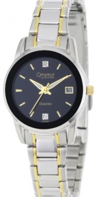 Caravelle by Bulova Women's 45P106 Diamond Black Dial Bracelet Watch Caravelle by Bulova Women's 45P106 Diamond Black Dial Bracelet Watch