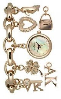 Anne Klein Women's 10/7604RGCH Swarovski Crystal Accented Rose Gold-Tone Charm Bracelet Watch Anne Klein Women's 10/7604RGCH Swarovski Crystal Accented Rose Gold-Tone Charm Bracelet Watch