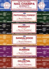 Set of 6 x 15g Boxes Incense Nag Champa Sunrise Sandalwood Midnight Patchouli Celestial Set of 6 x 15g Boxes Incense Nag Champa Sunrise Sandalwood Midnight Patchouli Celestial