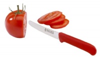 Messermeister 4-1/2-Inch Serrated Tomato Knife with Matching Sheath, Red Messermeister 4-1/2-Inch Serrated Tomato Knife with Matching Sheath, Red