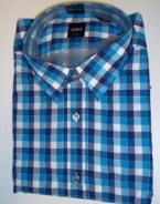 Hugo Boss Mens Ronny LS Dress Shirt Medium Slim Fit Woven Blue Checkered