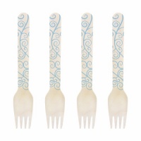 Dress My Cupcake 6.5-Inch Natural Wood Dessert Table Forks, Baby Blue Filigree, Pack of 50 Dress My Cupcake 6.5-Inch Natural Wood Dessert Table Forks, Baby Blue Filigree, Pack of 50