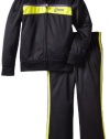 Puma - Kids Girls 2-6X Little Front Pieced Tricot Track Jacket And Pant Set, Black/Purple, 6X