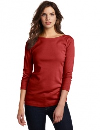 Three Dots Red Womens Classic British Tee Three Dots Red Womens Classic British Tee
