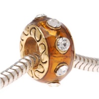22K Gold Plated Topaz Enamel Bead Adorned With SWAROVSKI ELEMENTS Crystals - Fits Pandora (1) 22K Gold Plated Topaz Enamel Bead Adorned With SWAROVSKI ELEMENTS Crystals - Fits Pandora (1)
