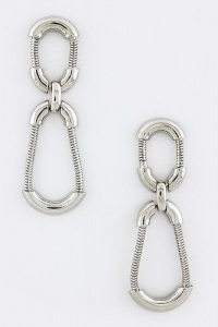 Fashion Jewelry - ANGULAR METAL LINKED EARRINGS - By Fashion Destination | Free Shipping (Silver)