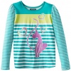 Baby Phat Girls 7-16 Long Sleeve Stripe Top, Dark Turquoise, X-Large