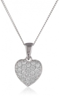 Sterling Silver Swarovski Cubic Zirconia Pave Heart Pendant Necklace, 18 Sterling Silver Swarovski Cubic Zirconia Pave Heart Pendant Necklace, 18