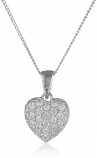 Sterling Silver Swarovski Cubic Zirconia Pave Heart Pendant Necklace, 18