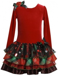 Bonnie Jean Girls 2-6X Stretch Velvet Bodice To Tiered Skirt Bonnie Jean Girls 2-6X Stretch Velvet Bodice To Tiered Skirt
