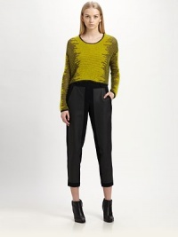 A fresh two-tone knit with just the slightest bit of sheen.Ribbed jewel necklineLong sleeves with ribbed cuffsRibbed hemAbout 18 from shoulder to hem36% rayon/24% angora/19% metallic/14% wool/7% nylonDry cleanImportedModel shown is 5'10 (177cm) wearing US size Small. A fresh two-tone knit with just the slightest bit of sheen.Ribbed jewel necklineLong sleeves with ribbed cuffsRibbed hemAbout 18 from shoulder to hem36% rayon/24% angora/19% metallic/14% wool/7% nylonDry cleanImportedModel shown is 5'10 (177cm) wearing US size Small.