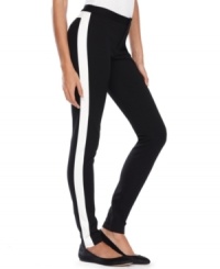 A best bet for fall: INC's petite pants updated with tuxedo stripes and a sleek skinny-leg silhouette.