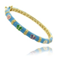 Lily Nily 18k Gold Overlay Turquoise Enamel Multi Colored Butterfly Design Children's Bangle