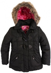 Dollhouse Girls Fleece Lined Hooded Toggle Bubble Jacket - Black (Size 5/6) Dollhouse Girls Fleece Lined Hooded Toggle Bubble Jacket - Black (Size 5/6)