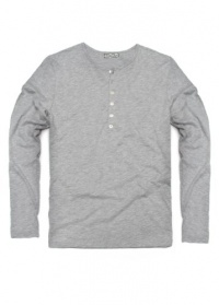 H.E. By Mango Men's Long Sleeved Cotton Henley T-Shirt - Oliver7