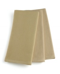 Coordinate a color scheme that works with your style. With a piqué look on one side and highly absorbent terry on the reverse, these towels are as indispensable as your kitchen sink. Use them for wiping up spills, lining breadbaskets or even securing a bowl as you whisk! Limited lifetime warranty. Coordinate a color scheme that works with your style. With a piqué look on one side and highly absorbent terry on the reverse, these towels are as indispensable as your kitchen sink. Use them for wiping up spills, lining breadbaskets or even securing a bowl as you whisk! Limited lifetime warranty.