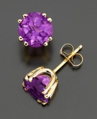 Light up the room. Bright round-cut amethysts (3-1/2 ct. t.w.) add just the right amount of color. Set in 14k gold.