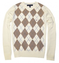 TOMMY HILFIGER Mens Argyle V-Neck Plaid Knit Sweater TOMMY HILFIGER Mens Argyle V-Neck Plaid Knit Sweater