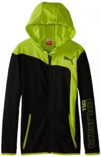 Puma - Kids Boys 8-20 Performance Hooded Jacket, Black/Green, Small Puma - Kids Boys 8-20 Performance Hooded Jacket, Black/Green, Small