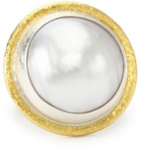 GURHAN Galapagos Silver and Gold White Mabe Pearl Ring, Size 7.5