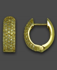 Accessorize with love. Huggie earrings from Trio by Effy Collection crafted in 14k gold and pave diamonds (1/2 ct. t.w.). Approximate drop: 3/4 inch. Accessorize with love. Huggie earrings from Trio by Effy Collection crafted in 14k gold and pave diamonds (1/2 ct. t.w.). Approximate drop: 3/4 inch.