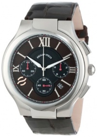 Philip Stein Men's 45-CRBRN-ACHS Round Brown Chronograph Dial Chocolate Alligator Strap Watch Philip Stein Men's 45-CRBRN-ACHS Round Brown Chronograph Dial Chocolate Alligator Strap Watch