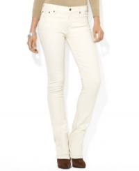 Lauren Jeans Co.'s essential denim jean features a slim, straight leg and a hint of stretch for a versatile, modern look. Lauren Jeans Co.'s essential denim jean features a slim, straight leg and a hint of stretch for a versatile, modern look.