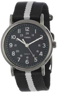 Timex Unisex T2N889 Weekender Slip-Thru Black and Gray Stripe Nylon Strap Watch Timex Unisex T2N889 Weekender Slip-Thru Black and Gray Stripe Nylon Strap Watch