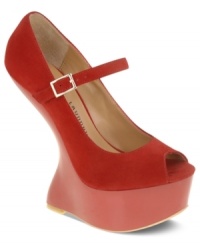 Take this sexy heelless silhouette out for a spin. Chinese Laundry's China Doll platform pumps feature a suede upper and a pretty Mary Jane strap. Take this sexy heelless silhouette out for a spin. Chinese Laundry's China Doll platform pumps feature a suede upper and a pretty Mary Jane strap.