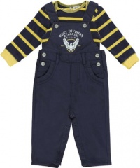 GUESS Kids Boys Newborn Long-Sleeve Striped Tee and Overall Set (0-9M), NAVY (3/6M) GUESS Kids Boys Newborn Long-Sleeve Striped Tee and Overall Set (0-9M), NAVY (3/6M)