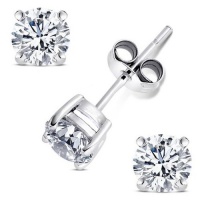 Diamond Simulated Sterling Silver 925 Cubic Zirconia Stud Earrings Set in Basket Settings, 1.00 Carat Total Total Weight, Half a Carat Each White Cubic Zirconia Stones. Offered By Discount Jewelry Diamond Simulated Sterling Silver 925 Cubic Zirconia Stud Earrings Set in Basket Settings, 1.00 Carat Total Total Weight, Half a Carat Each White Cubic Zirconia Stones. Offered By Discount Jewelry