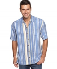 Stripes are are always in style and this short-sleeved shirt from Tommy Bahama calls attention to your casual look. Stripes are are always in style and this short-sleeved shirt from Tommy Bahama calls attention to your casual look.