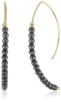 Mizuki 14k Small Marquis Hoop Earrings with Gold and Silver Faceted Beads Mizuki 14k Small Marquis Hoop Earrings with Gold and Silver Faceted Beads