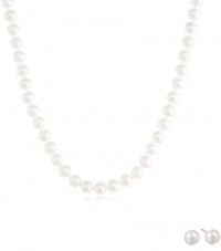 14k Yellow Gold Akoya Cultured Pearl 6.5-7mm Necklace and Stud Earring Set 14k Yellow Gold Akoya Cultured Pearl 6.5-7mm Necklace and Stud Earring Set