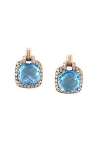 Effy Jewlery 14K Rose Gold Blue Topaz and Diamond Earrings, 4.07 TCW