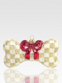 Remember your favorite pooch this season with the sophisticated checks of our beribboned ornament, in mouth-blown, hand-painted glass.Glass5L X 2.75H X 1.5DImported Please note: Due to their handmade nature, ornaments may vary slightly. Remember your favorite pooch this season with the sophisticated checks of our beribboned ornament, in mouth-blown, hand-painted glass.Glass5L X 2.75H X 1.5DImported Please note: Due to their handmade nature, ornaments may vary slightly.