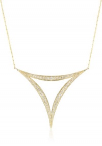 Mizuki 14k Gold and Diamond Triple Crescent Triangle Necklace