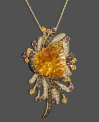 Truly one in a million. This stunning Le Vian pendant features round-cut citrine (19-7/8 ct. t.w.), round-cut garnet (1/2 ct. t.w.), round-cut white topaz (1/2 ct. t.w.), round-cut chocolate diamonds (3/4 ct. t.w.) and round-cut white diamonds (5/8 ct. t.w.) set in 14k gold. Approximate length: 18 inches. Approximate drop: 3/4 inches. Truly one in a million. This stunning Le Vian pendant features round-cut citrine (19-7/8 ct. t.w.), round-cut garnet (1/2 ct. t.w.), round-cut white topaz (1/2 ct. t.w.), round-cut chocolate diamonds (3/4 ct. t.w.) and round-cut white diamonds (5/8 ct. t.w.) set in 14k gold. Approximate length: 18 inches. Approximate drop: 3/4 inches.