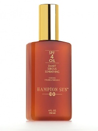 Silky spray with a sheer shine that makes the skin feel luxurious without feeling greasy - a special formula with powerful anti-oxidants to help reduce premature signs of aging. It hydrates and protects, while activating the process of a uniformed tan. Hypo-allergenic and dermatologically tested Contains walnut oil, aloe and vitamins A through E 4 oz. Silky spray with a sheer shine that makes the skin feel luxurious without feeling greasy - a special formula with powerful anti-oxidants to help reduce premature signs of aging. It hydrates and protects, while activating the process of a uniformed tan. Hypo-allergenic and dermatologically tested Contains walnut oil, aloe and vitamins A through E 4 oz.