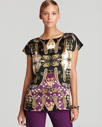 This season statement prints reign supreme and this VINCE CAMUTO top taps into the trend with an abstract baroque print. Slip it on and rise to new fashion heights. This season statement prints reign supreme and this VINCE CAMUTO top taps into the trend with an abstract baroque print. Slip it on and rise to new fashion heights.